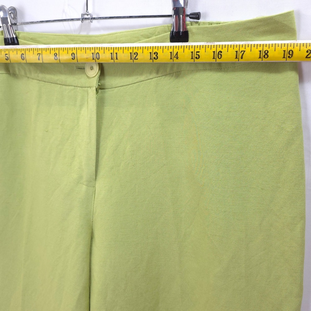 Kate Hill Linen Blend Pants Women 16WP High Rise Lime Green Chic Minimalist - Picture 6 of 9